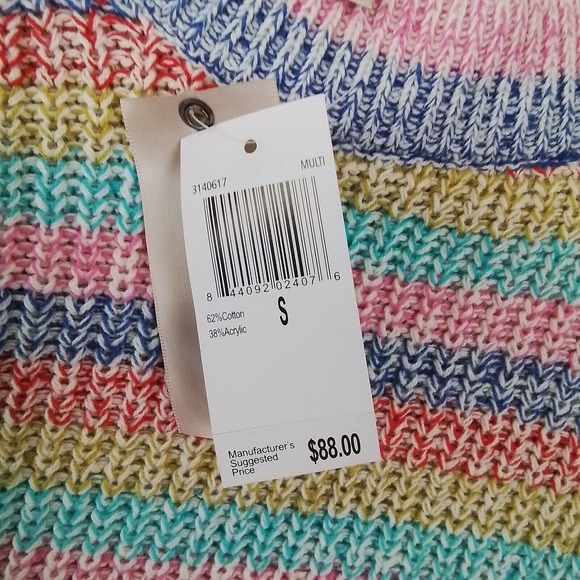 Philosophy Cotton Blend Knit‎ Sweater Size Small w/ Multicolored Stripes - Picture 9 of 11